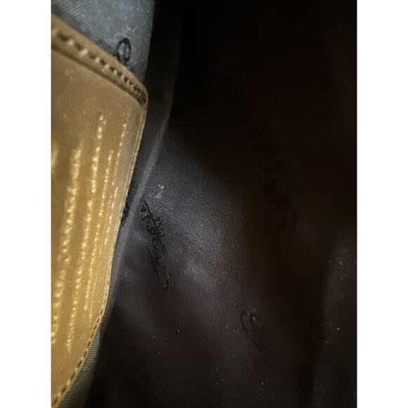 Fossil Tan/Gold Pebbled Leather Handbag Bag Purse #75082 Key Charm Classic READ - Picture 15 of 16